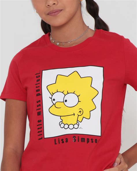 Camisa Simpsons Feminina Camiseta Juvenil Lisa Simpson Vermelha Lojas Torra