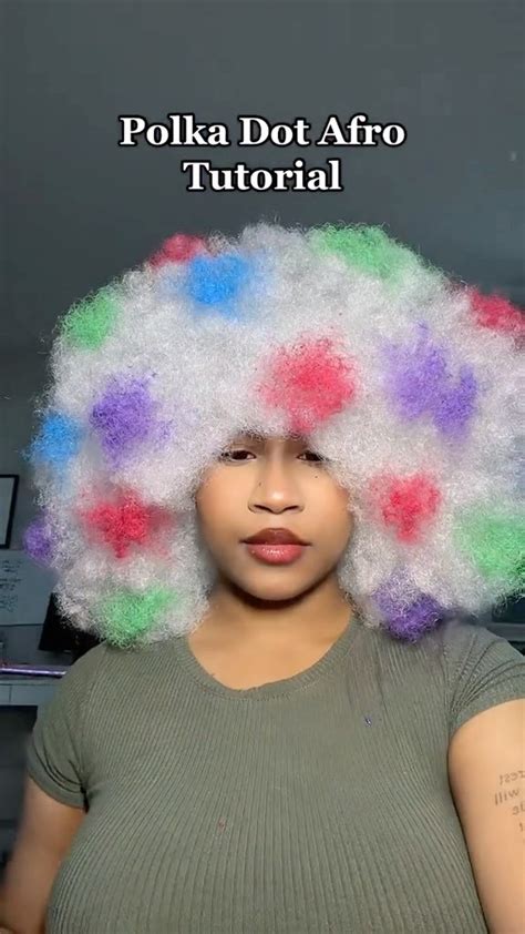 Polka dot afro bold hair look