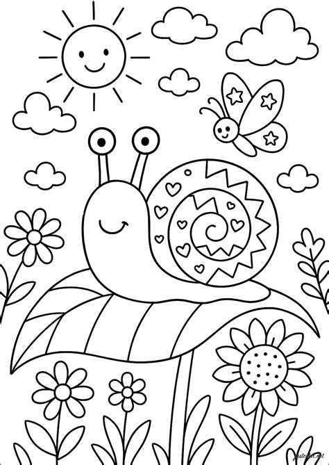 Snail and the Starry Butterfly - Snail Coloring Pages