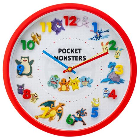 T'S Factory Pokémon Red Wall Clock 30cm Silent Analog Sweep Second Han ...