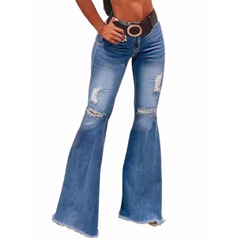 Jeans for Women Bootcut Ripped High Waisted Flare Jeans Distressed ...