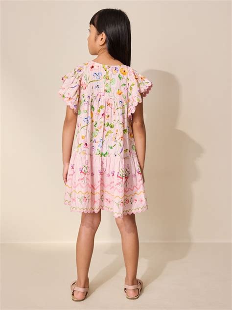 Buy Pink Floral Print Angel Sleeve Dress (3-16yrs) from Next India