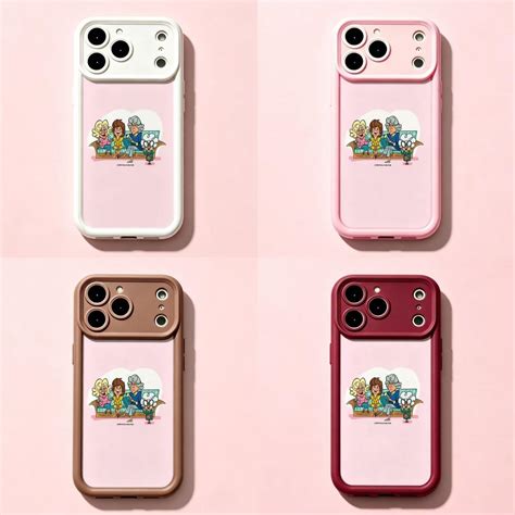 The Golden Girls Cute Cartoon Phone Case|Pastel Pink Background Shockproof Cover with Multi ...