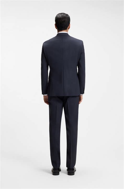 BOSS - Regular-fit jacket in stretch wool - Blue