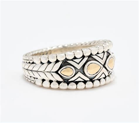 JAI Sterling Silver & 14K Gold Lotus Petal Band Ring - QVC.com