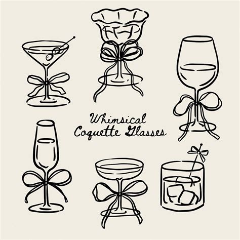Whimsical Hand Drawn Ink Wedding Element Ribbon Glasses | Vetor Premium