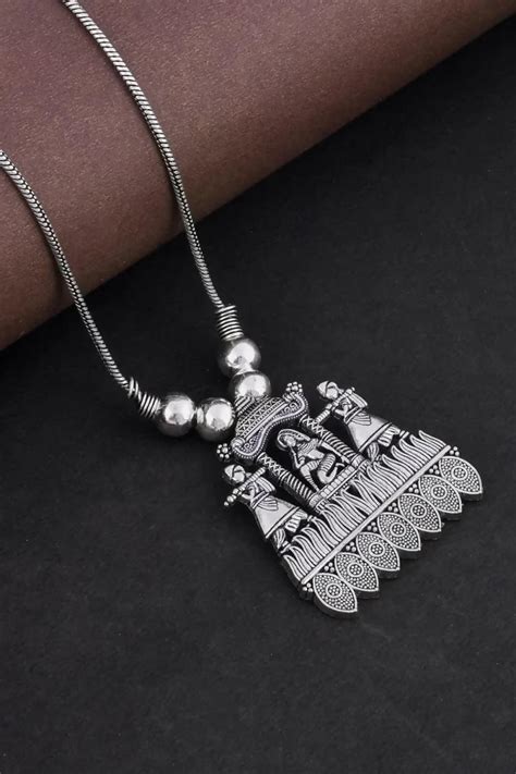 Traditional Temple Pendant (Palki) Necklace for Girls & Women - Silver ...