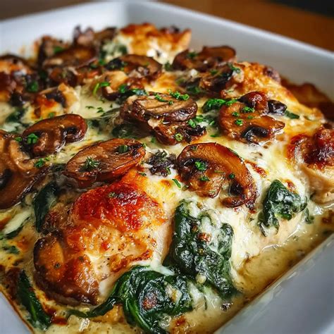 chicken spinach and mushroom low carb oven dish