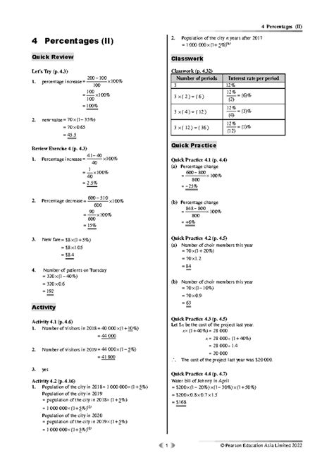 4 Percentages (II) - Junior Secondary Mathematics in Action 3A ...