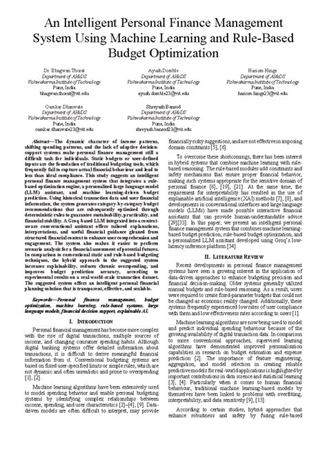 Intelligent Personal Finance Management System: ML & Budget ...