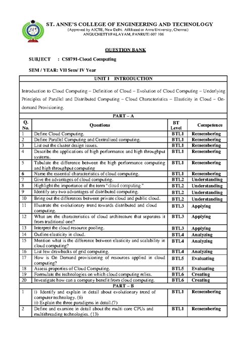 CS8791 - Cloud Computing Question Bank for Final Exam - Studocu