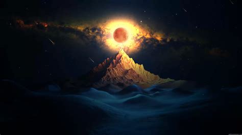 Celestial Eclipse Mountain Peak Live Wallpaper