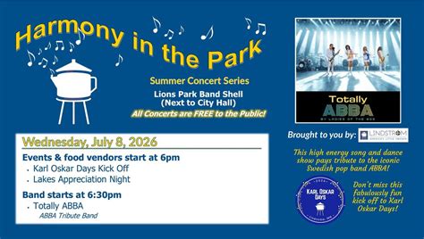Harmony in the Park- Totally ABBA (ABBA tribute band), KOD Kick Off ...