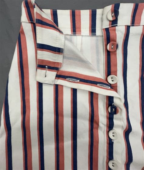 Forever 21 Mini Skirt M White Red Blue Striped Button Front Y2K Retro ...