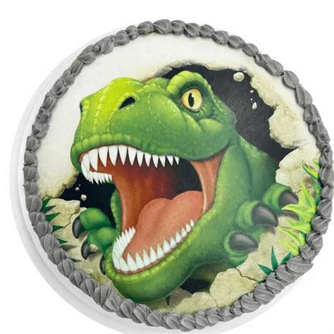 SugarMeLicious Green T Rex Head 8 Inch Cake Image Topper, Dinosaur ...