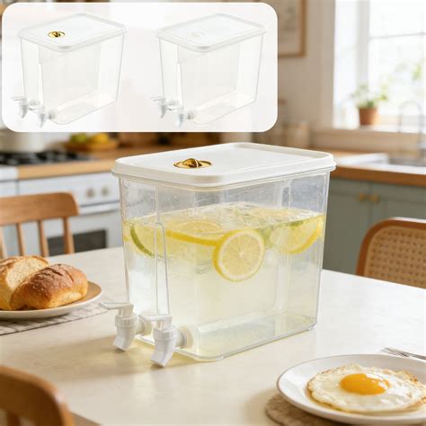 8L Dual Compartment Cold Water Kettle, with Faucet & Leakproof Lid, Extra Large Iced Drink ...