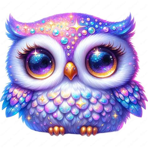 Sparkling Owl Clipart: Vivid Bright Art Designs (commercial Use ...