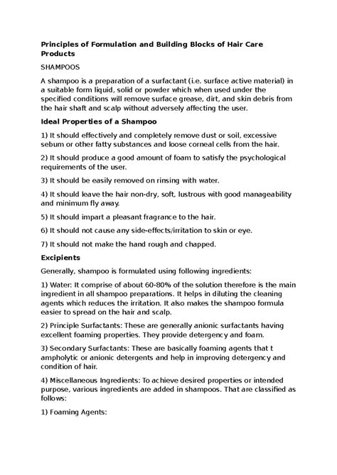 Principles of Formulation & Building Blocks of Hair Care Products ...