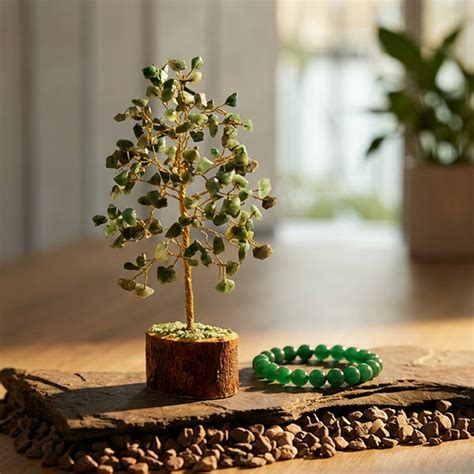 Green Jade Crystal Tree and Green Jade Bracelet Combo for Prosperity a ...