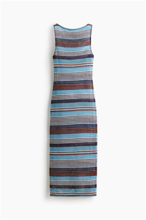 Women's Blue/Brown Glittery hole-knit dress | H&M