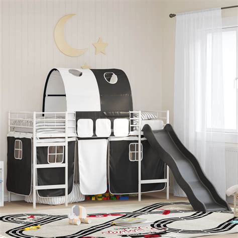 Cama alta infantil, blanca y negra, 90 x 190 cm, metal | Leroy Merlin