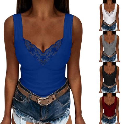Baberdicy Women's Lace Camisoles V Neck Sleeveless Sheer Adjustable ...