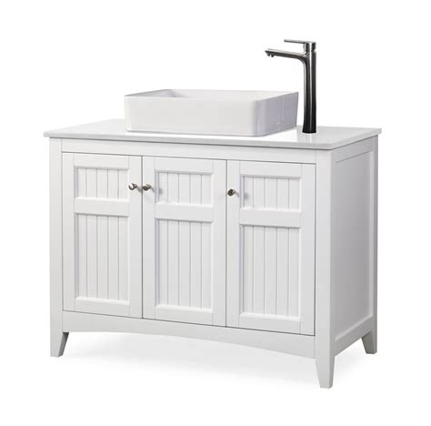 42 Inch White Triadsville Vessel Sink Vanity With Black Granite Top ...