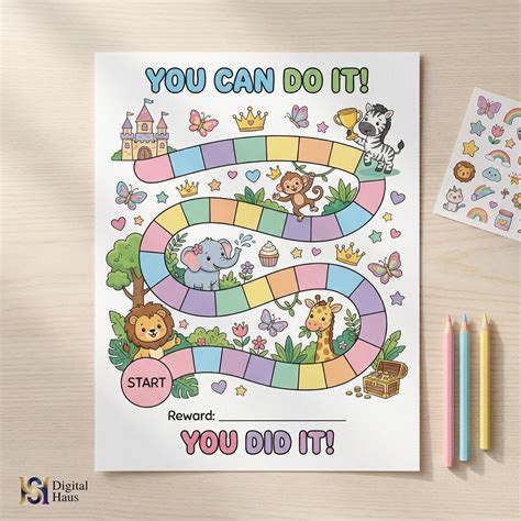 Kids Reward Chart Printable Jungle Safari Theme | Behavior Chart for Toddlers | Nursery Routine ...