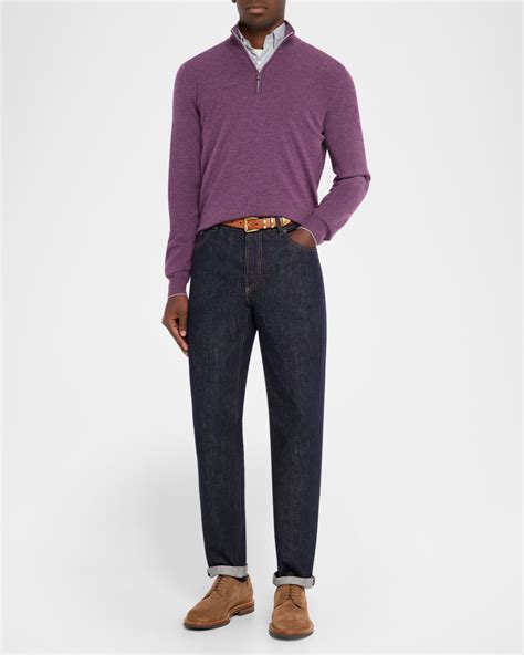 Brunello Cucinelli Men's Micro-Chevron Button-Collar Sport Shirt ...