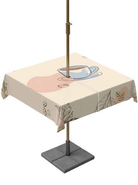 Square Outdoor Tablecloth with Umbrella Hole Boho Coffee Outside Table ...