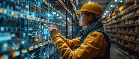 Ai robot oversees inventory in warehouse | Premium AI-generated image