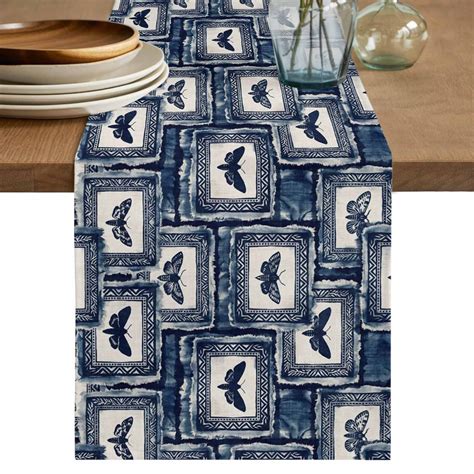 Blue Farm Animal Table Runner 60 Inches, Vintage Butterfly Tie-dye ...