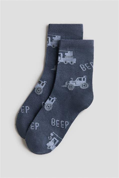 7-pack socks - Light grey marl/Vehicles - Kids | H&M IN