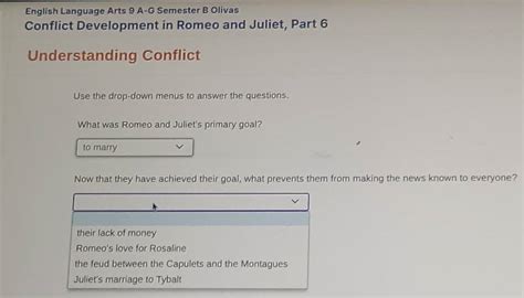 Solved: English Language Arts 9 A-G Semester B Olivas Conflict ...