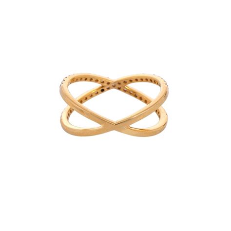 14k Yellow Gold Pave Diamond Criss Cross Ring - Etsy