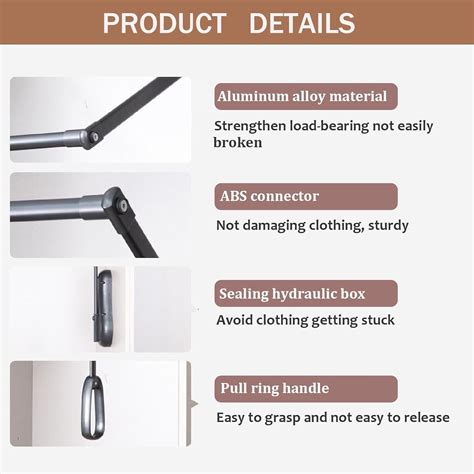 Pull Down Closet Rod 66 lb Load Capacity, Ergonomic Handle, Black