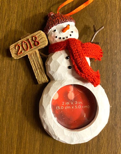 Resin Snowman Red Scarf Picture Frame Christmas Ornament 5 1/2" 2018 | eBay