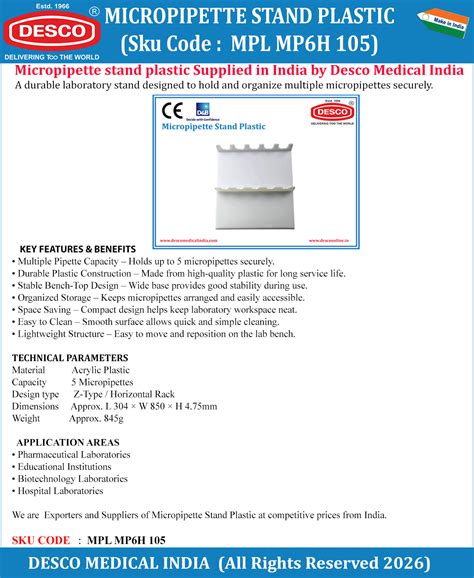 Plastic Micropipette Holder Stand | Lab Equipment Organizer