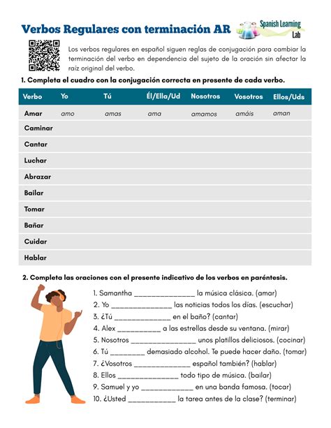 Conjugando los Verbos Regulares con terminación -AR - Ejercicios en PDF - SpanishLearningLab ...