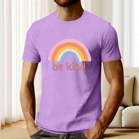 Dolkfu Shirt Mens Be Kind Graphic T Shirt Short Sleeve Athletic Purple ...