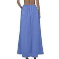 Back Slit Flared Maxi Skirt Summer Casual Elastic Waist Drawstring Long ...