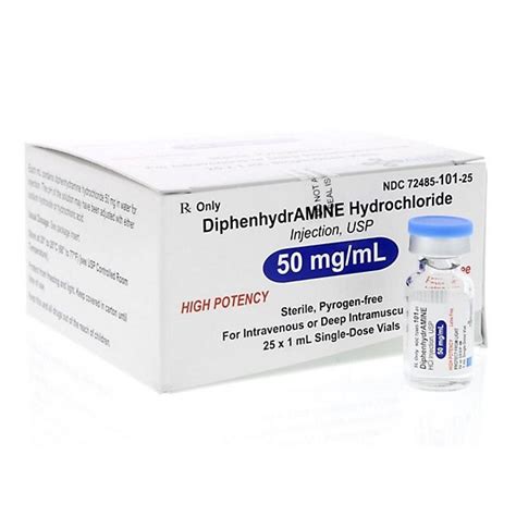 Diphenhydramine Hydrochloride Injection, USP, 50 mg/mL, 25x1 mL at ...