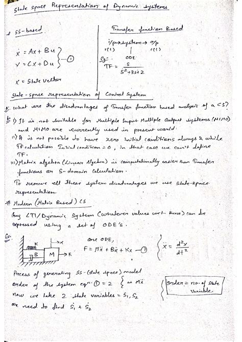 State Space Representation of Dynamic Systems - LDCS Midsem Notes - Studocu