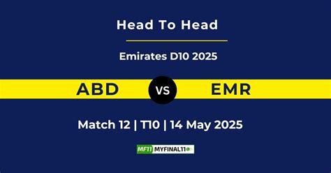ABD vs EMR Player Battle & Head to Head - Emirates D10 2025