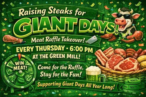 Giant Days Meat Raffle , Mac's Green Mill Bar, Le Sueur, 29 January ...