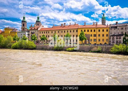 City of Innsbruck on Inn river waterfront view, alpine city in Tirol ...