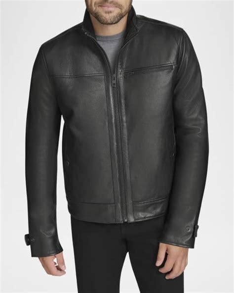 Andrew Marc Men's Leather Jacket with Removable Faux Fur Lining ...