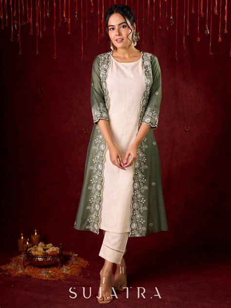 Elegant Self-Embroidered Jacket – Sujatra