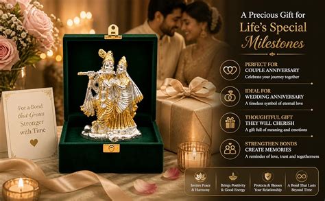 Dev Aastha Silver & 24K Gold Plated Radha Krishna Idol for Gift 3.7 ...
