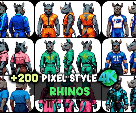 ArtStation - Rhinos | 4K Resolution | Pixel Character Sheet Packs Vol ...